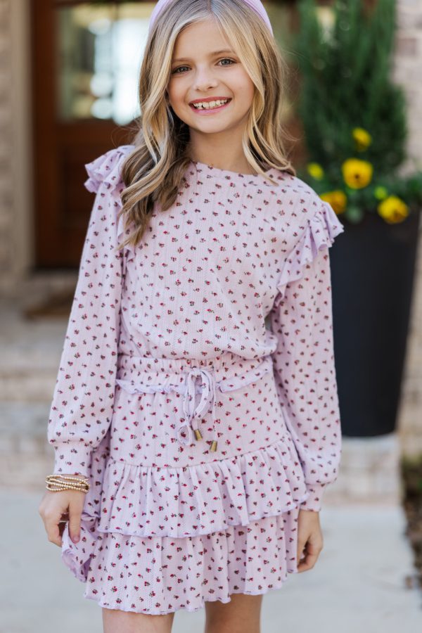 Girls: The Eden Lavender Ditsy Floral Sweater For Discount