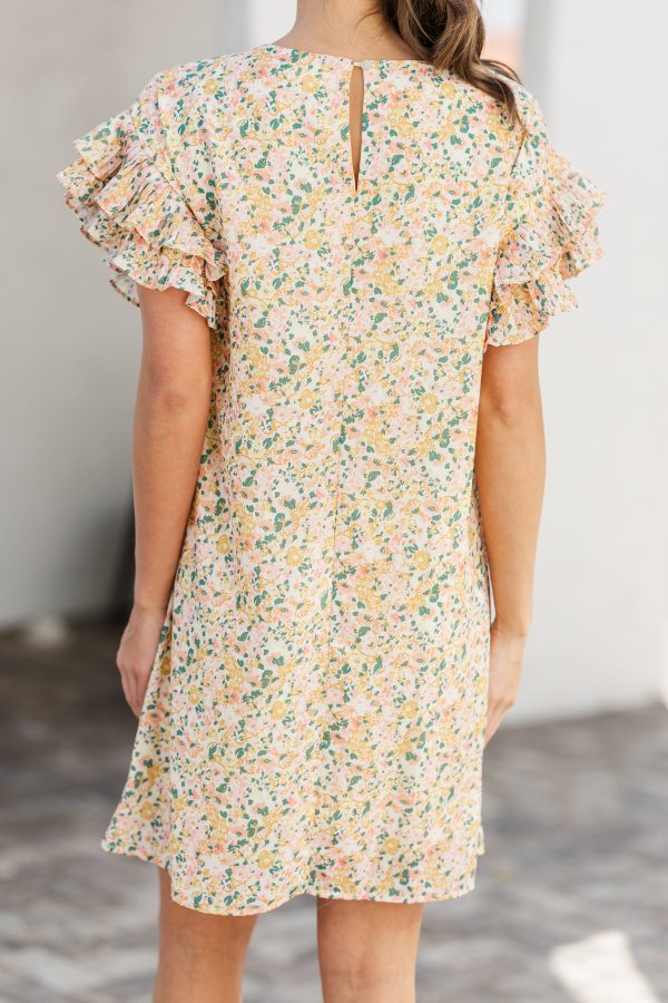 What A Vision Yellow Ditsy Floral Ruffled Dress Hot on Sale - Image 5
