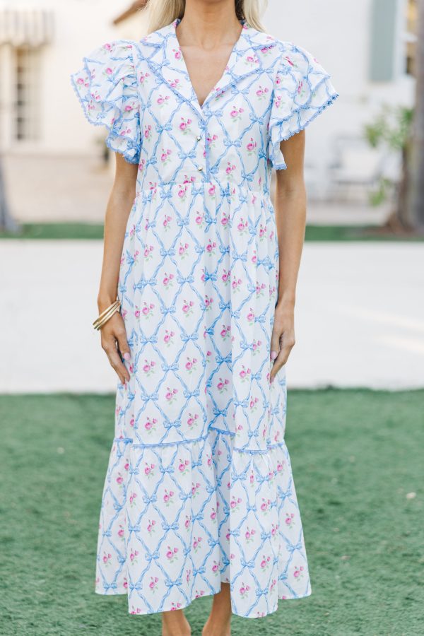 Know Your Strength Blue Floral Midi Dress Online - Image 4