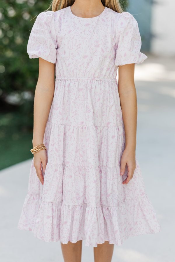 Girls: All True Pink Toile Tiered Dress Online - Image 5