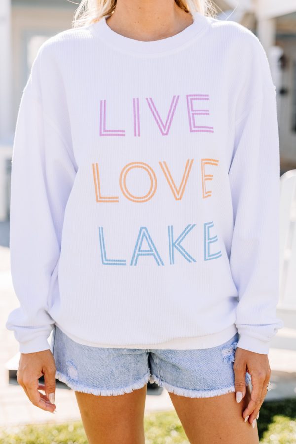 Live Love Lake White Corded Graphic Sweatshirt Online Sale - Image 4