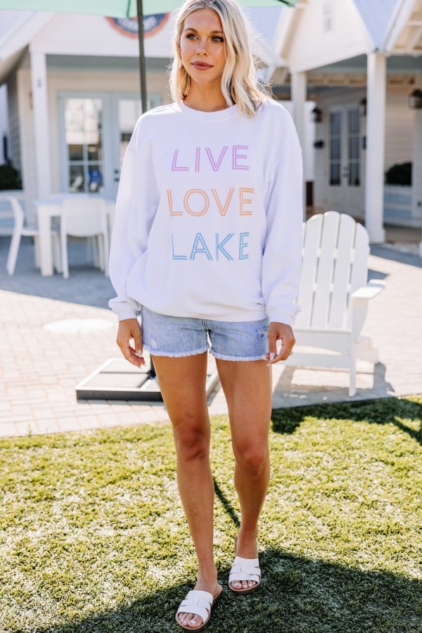 Live Love Lake White Corded Graphic Sweatshirt Online Sale - Image 2