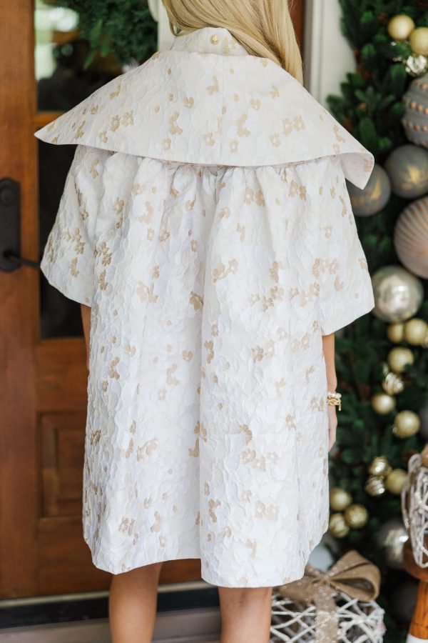 Best Days Are Here Cream Floral Brocade Jacket Online - Image 5