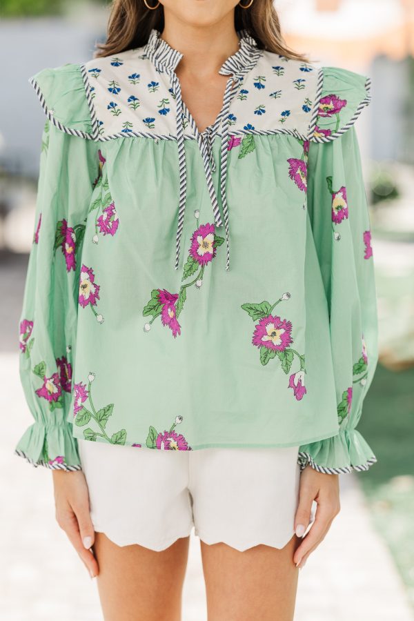 The Grace Green Apple Medallion Blouse Online - Image 4