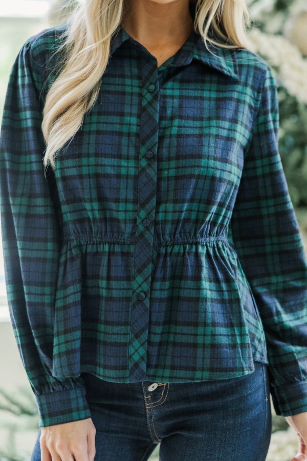 Make Your Own Choices Green Plaid Top Hot on Sale - Image 4
