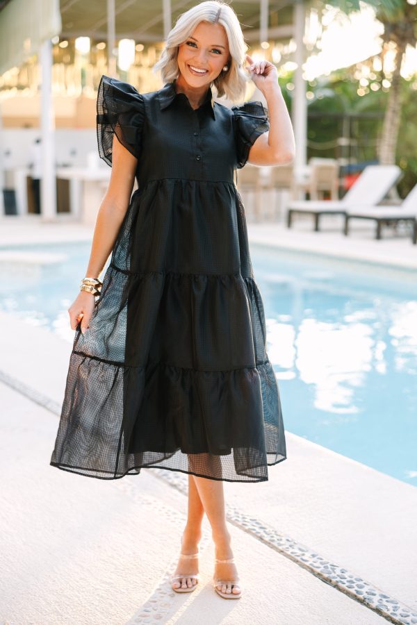 More Good Days Black Midi Dress For Discount