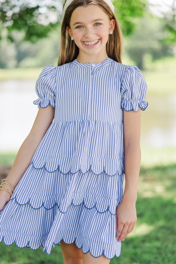 Girls: Perfectly Paired Navy Blue Striped  Dress Fashion