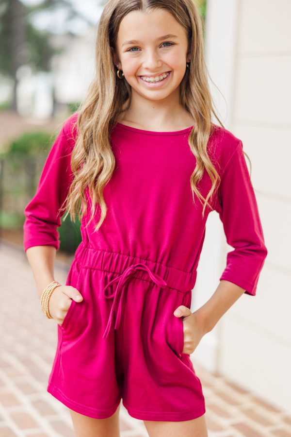 Girls: The Poolside Burgundy Red Romper Supply