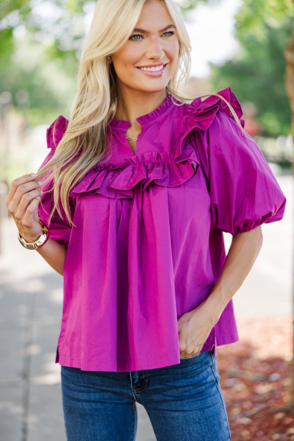 Make Your Choices Magenta Ruffled Blouse Supply