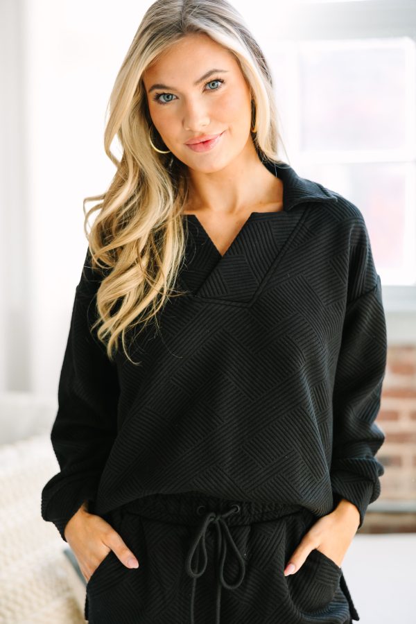 Make Your Day Black Textured Top Sale