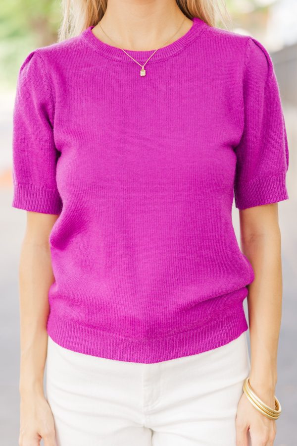 Crowd Pleaser Orchid Purple Short Sleeve Sweater Supply - Image 3