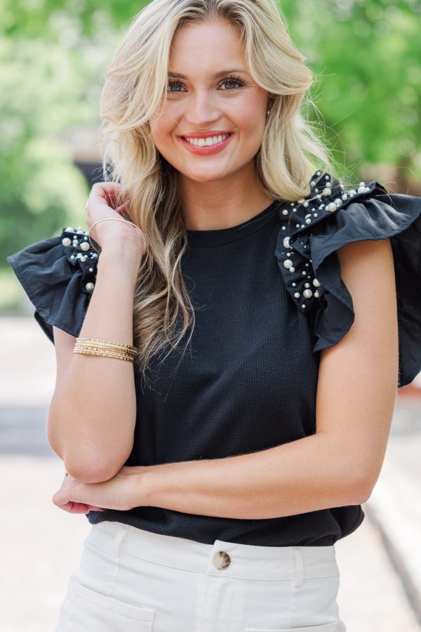 Everyday Dreaming Black Embellished Blouse Cheap