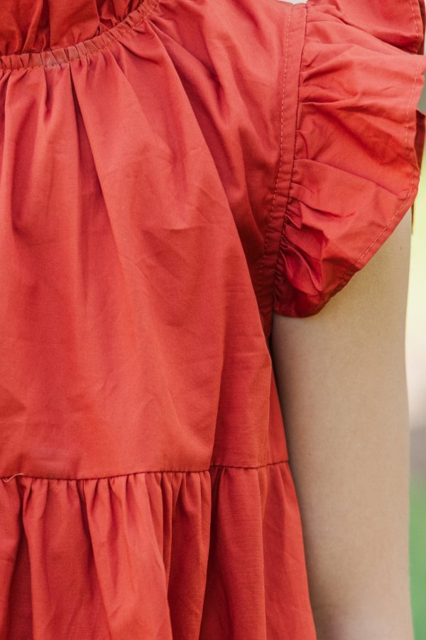 Girls: What Dreams Are Made Of Rust Orange Ruffled Dress Sale - Image 3