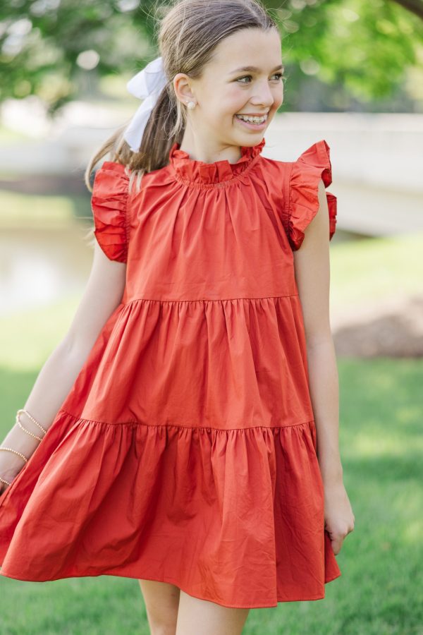 Girls: What Dreams Are Made Of Rust Orange Ruffled Dress Sale