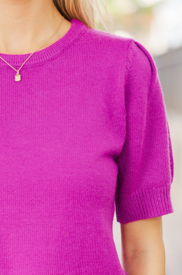 Crowd Pleaser Orchid Purple Short Sleeve Sweater Supply - Image 5