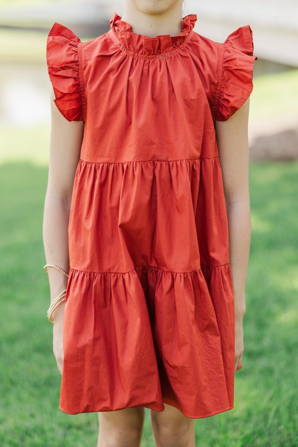 Girls: What Dreams Are Made Of Rust Orange Ruffled Dress Sale - Image 4
